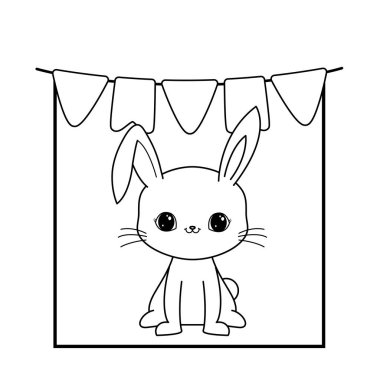 sevimli tavşan hayvan asılı çelenk ile