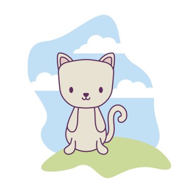 manzara doğal izole simgesi sevimli kedi hayvan