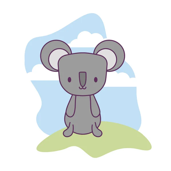 Cute koala animal in landscape natural isolated icon — Stock Vector