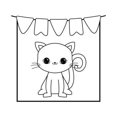 şirin kedi hayvan asılı çelenk ile