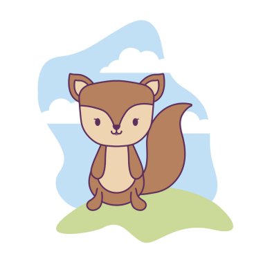 manzara doğal izole simgesi sevimli sincap hayvan