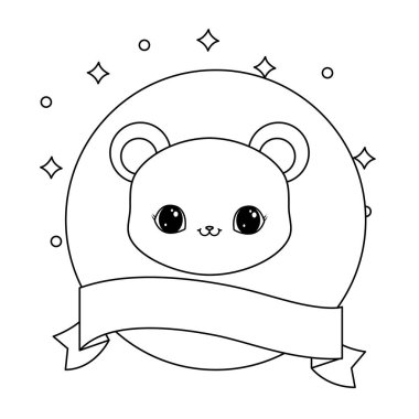 kurdele ile çerçeve dairesel sevimli ayı başkanı