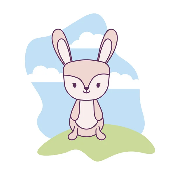 Manzara doğal izole simgesi sevimli tavşan hayvan — Stok Vektör