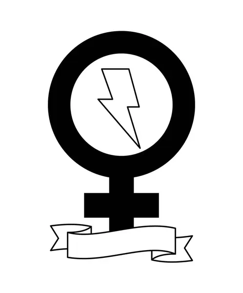 Símbolo femenino de género con cinta y rayo — Archivo Imágenes Vectoriales