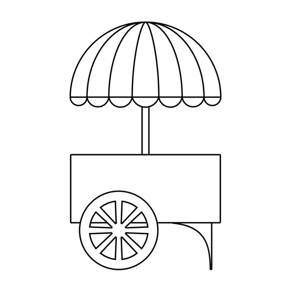Kiosque de carnaval avec parapluie icône isolée — Image vectorielle