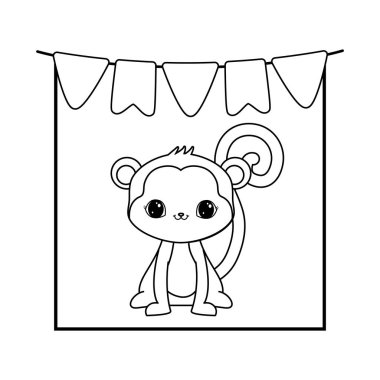 sevimli maymun hayvan asılı çelenk ile