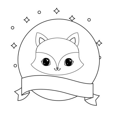 kurdele ile çerçeve dairesel sevimli tilki başkanı