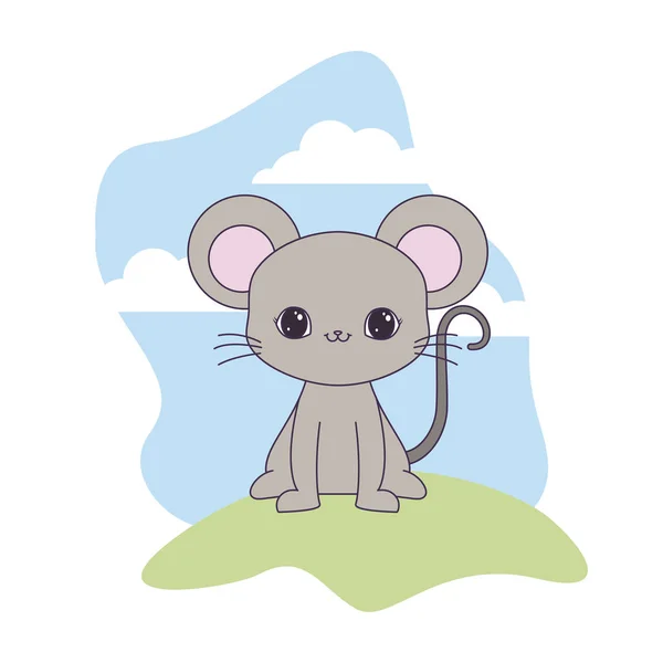 風景ナチュラルでかわいいマウス動物 — ストックベクタ