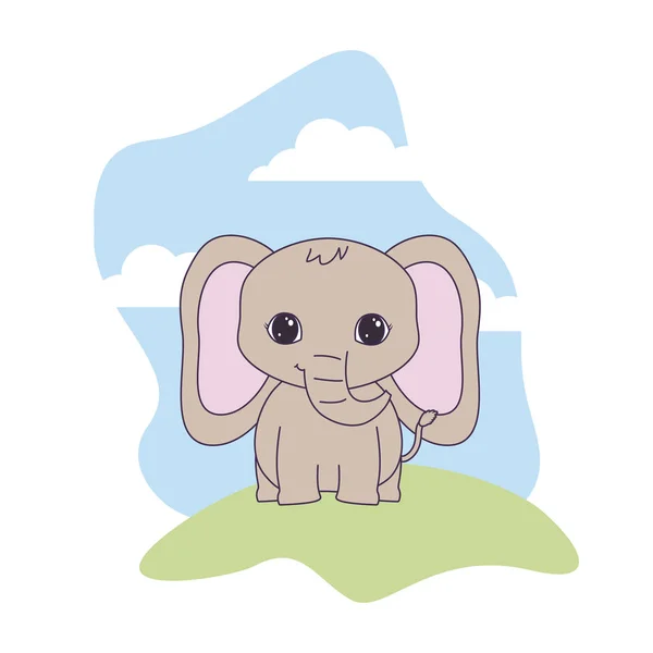 Schattig olifant dier in landschap natuurlijke — Stockvector