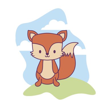 manzara doğal izole simgesi sevimli tilki hayvan