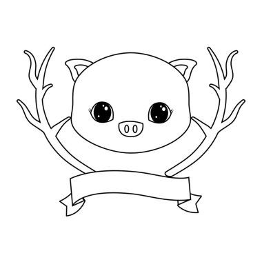 ağaç dalları ve kurdele ile sevimli piggy