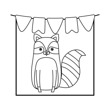 asılı çelenk ile sevimli rakun hayvan