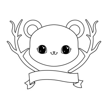 ağaç dalları ve kurdele ile sevimli ayı