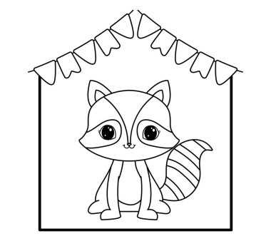 asılı çelenk ile sevimli rakun hayvan