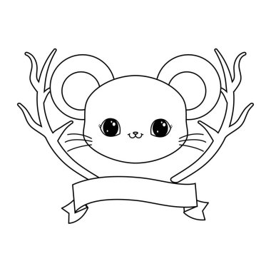 ağaç dalları ve kurdele ile sevimli fare başkanı