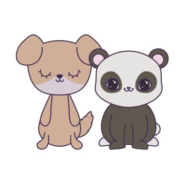 köpek hayvanları izole simgesi ile panda ayı