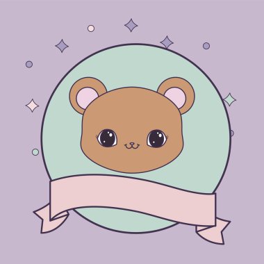 kurdele ile çerçeve dairesel sevimli ayı başkanı