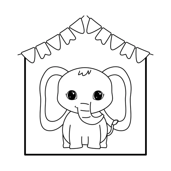 Elefante lindo con guirnaldas colgando — Vector de stock