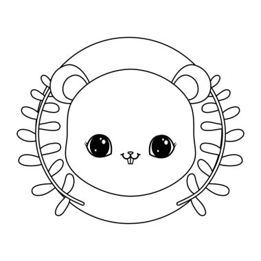 yaprak taç ile çerçeve dairesel sevimli sincap başkanı