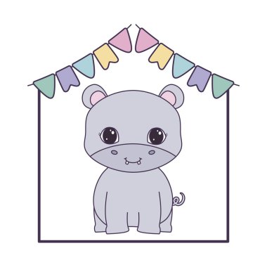 asılı çelenk ile sevimli su aygırı hayvan