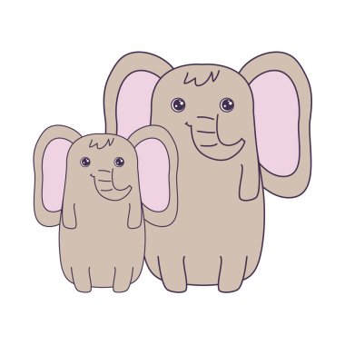 sevimli filler hayvanlar izole simgesi