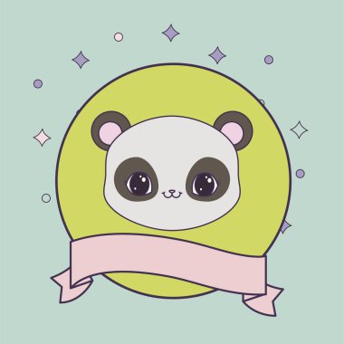 kurdele ile çerçeve dairesel panda ayı başkanı