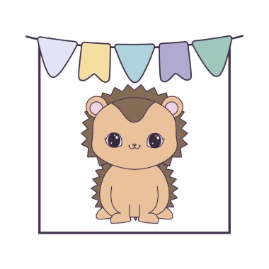 asılı çelenk ile sevimli kirpi