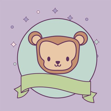 kurdele ile çerçeve dairesel sevimli maymun kafası