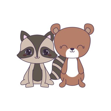 rakun hayvanları izole simgesi ile sevimli ayı