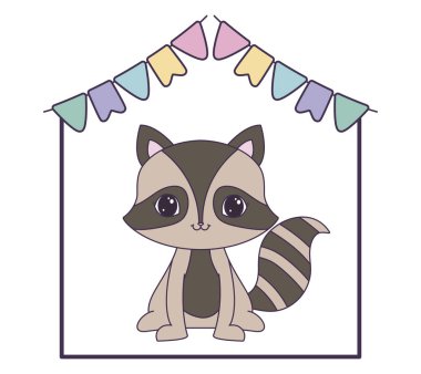 asılı çelenk ile sevimli rakun hayvan