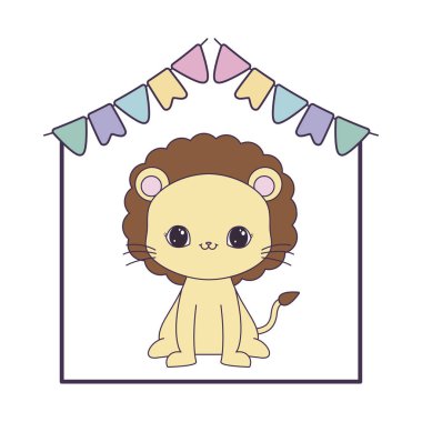 sevimli aslan hayvan asılı çelenk ile