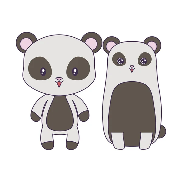 Ikony Zwierzęta Panda na białym tle niedźwiedzie — Wektor stockowy