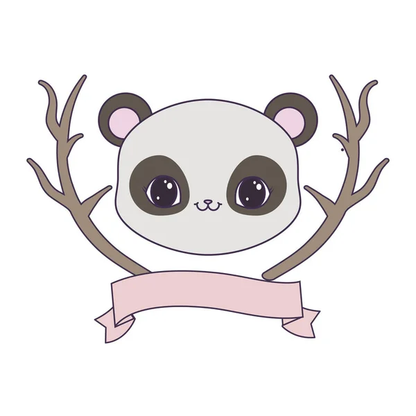 Голова панди з гілками дерев і стрічкою — стоковий вектор