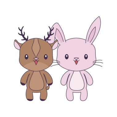 reindeer hayvanlar karakteri ile sevimli tavşan