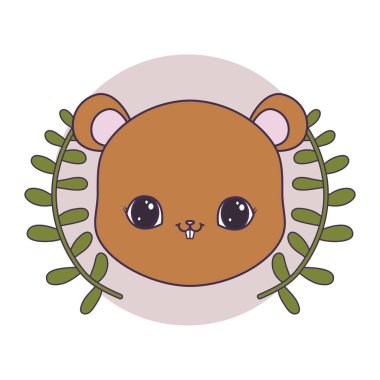 yaprak taç ile çerçeve dairesel sevimli sincap başkanı