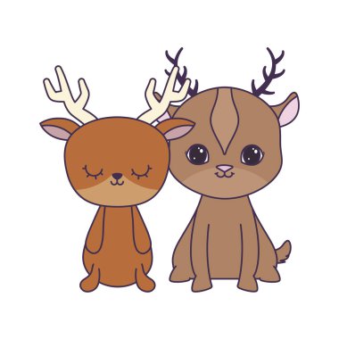 reindeer hayvanların sevimli grup izole simgesi