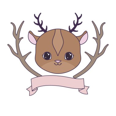 ağaç dalları ve kurdele ile sevimli reindeer