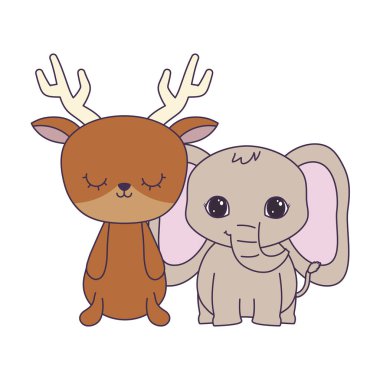 reindeer hayvanlar izole simgesi ile sevimli fil