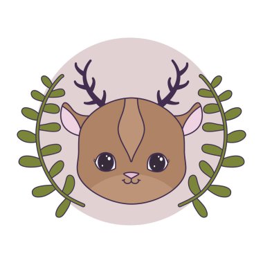 yapraktaç ile çerçeve dairesel sevimli geyiği başkanı