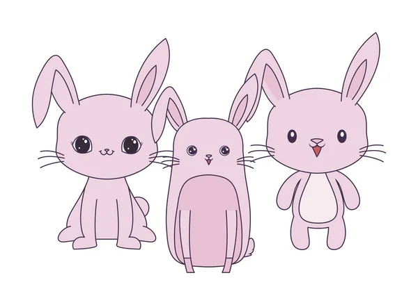 可爱的兔子动物孤立图标 — 图库矢量图片