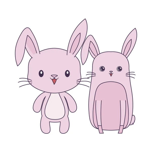 Cute rabbits animals isolated icon — Stock Vector