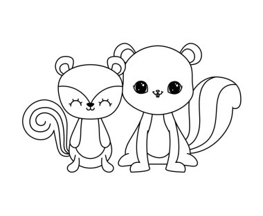 sevimli sincaplar hayvanlar vektör illüstrasyon tasarım