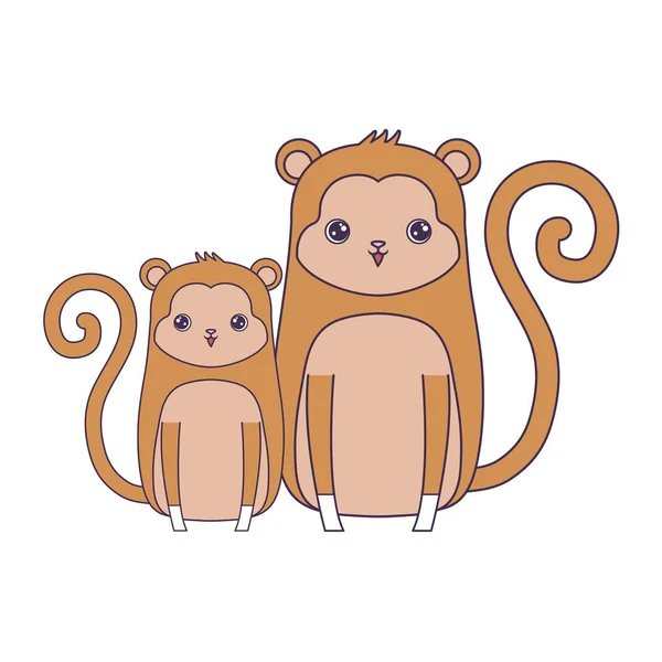 Cute monkeys animal isolated icon — Stock Vector