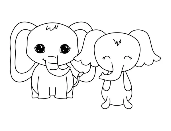 Sevimli filler hayvanlar izole simgesi — Stok Vektör