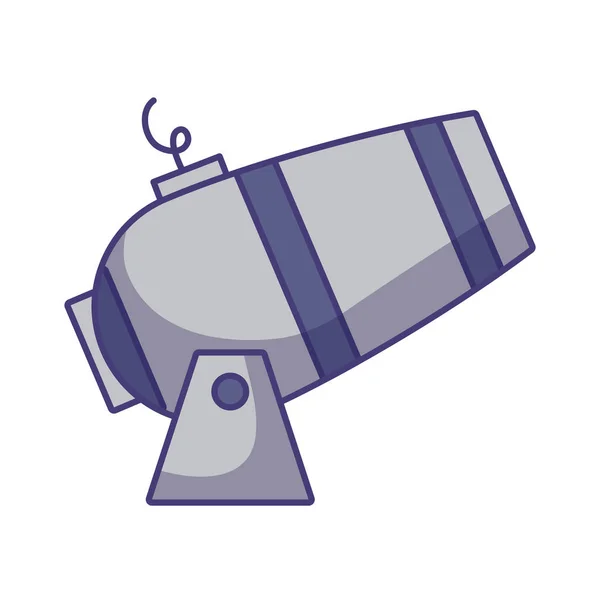 Arma de cañón explosión aislado icono — Vector de stock