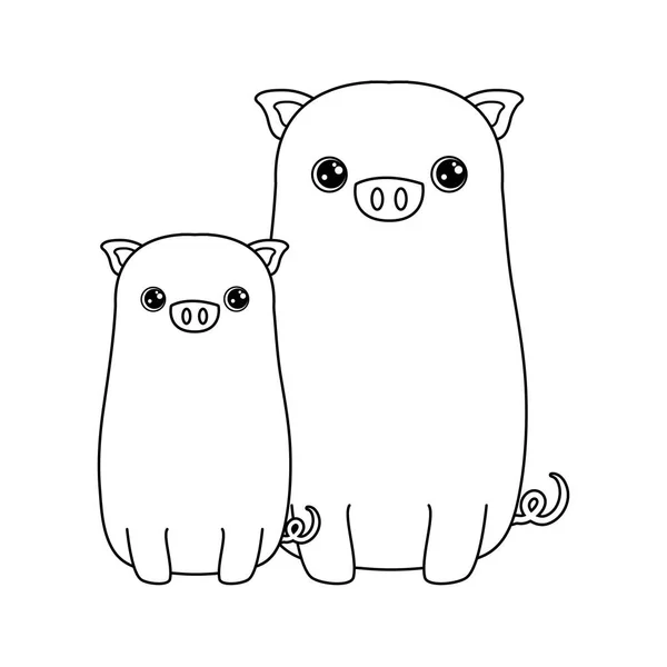 귀여운 돼지 동물 고립 아이콘 — 스톡 벡터