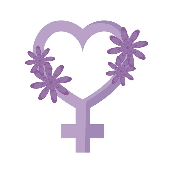 Gender weibliches Symbol mit Blumenschmuck — Stockvektor
