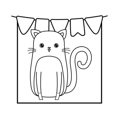 izole simge asılı çelenk ile sevimli kedi hayvan