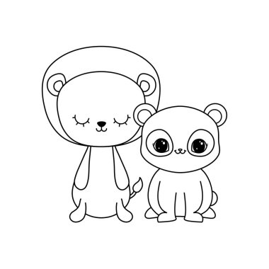 panda ayı hayvanlar izole simgesi ile sevimli aslan