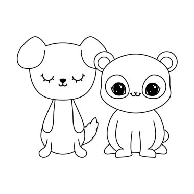 köpek hayvanları izole simgesi ile panda ayı